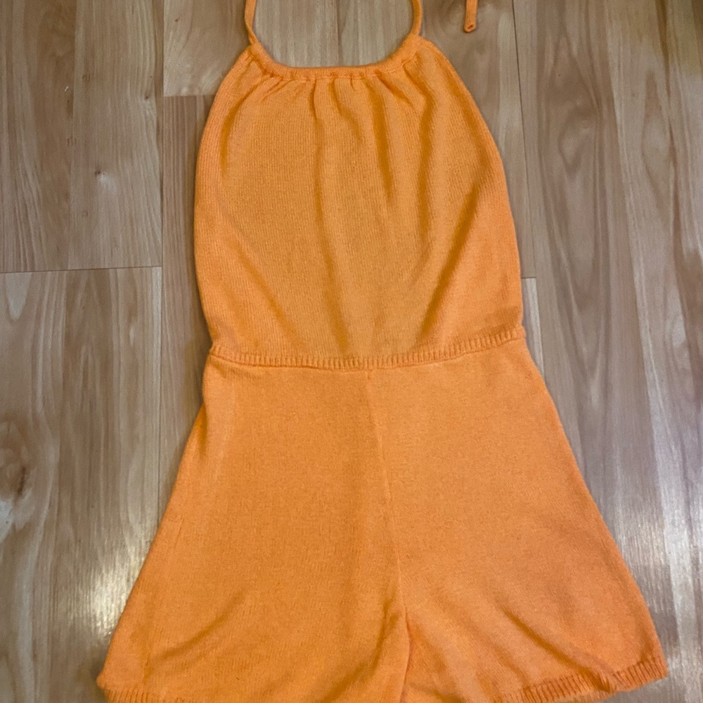 Mahina Orange Jumpsuit Flowy Lightweight Statement